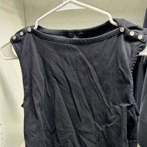 Ann Taylor Black Tank Top with Shoulder Buttons